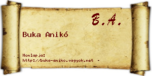 Buka Anikó névjegykártya